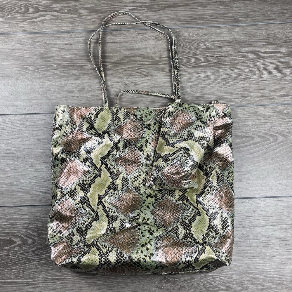 Chi By Falchi‎ Two Piece Shoulder Bag Snakeskin Metallic Brown Multicolor NWOT